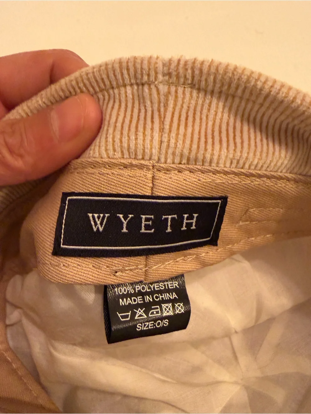 WYETH Beige Pinstripe Newsboy Baker Boy Cap One Size